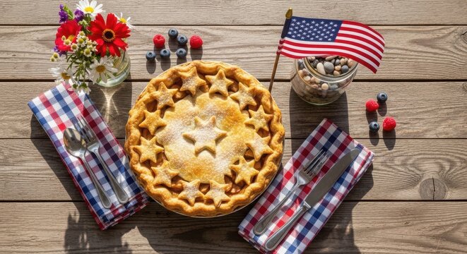 Memorial day patriotic pie a festive american celebration with flag flowers