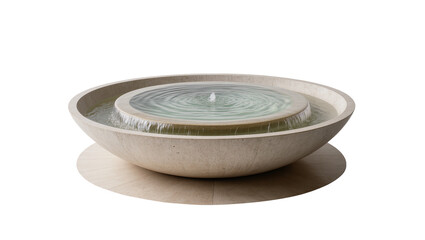Modern concrete water fountain with cascading water, isolated on transparent background © Matteo