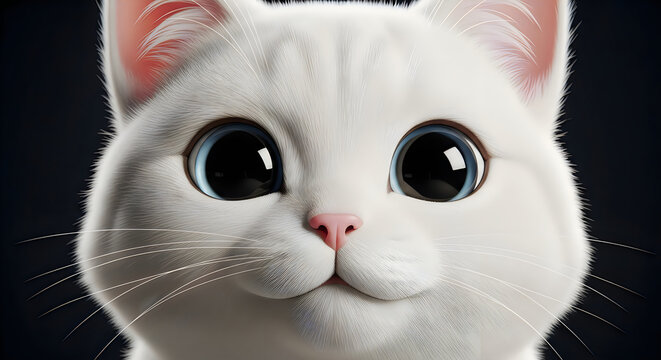 Cute close-up of a grey kitten face illustration