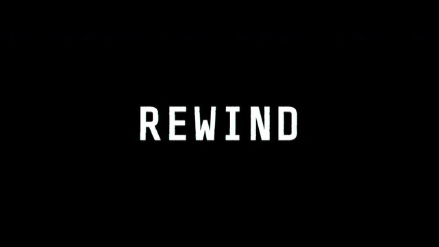An animated VHS rewind with a retro distortion effect, featuring glitchy visuals and analog-style motion for a nostalgic vintage playback aesthetic.