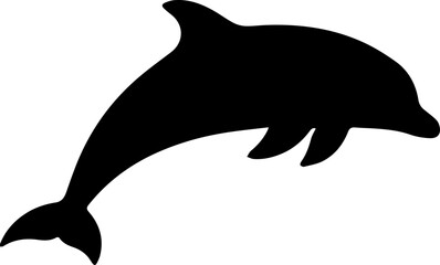 Jumping dolphin black silhouette, marine animal icon © Fecsku