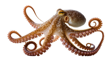 Brown octopus with textured skin and suckers, isolated on transparent background © Matteo