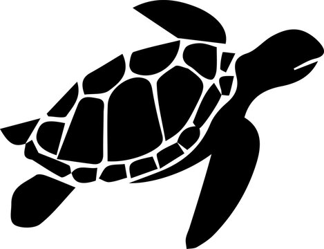 Stylized black turtle icon, marine reptile silhouette