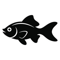 Fototapeta premium Black fish shape with white outline a simple aquatic animal silhouette high quality professional