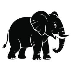 Fototapeta premium Black elephant side view detailed illustration of an african animal isolated silhouette high quality