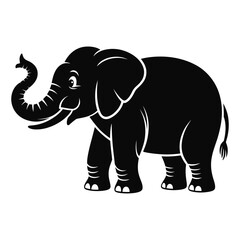Fototapeta premium Black elephant illustration side view detailed design animal wildlife isolated vector silhouette high quality