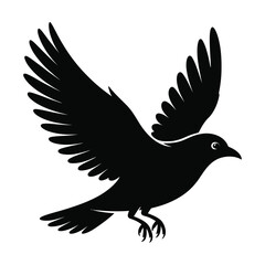 Fototapeta premium Soaring bird with outstretched wings black color avian wildlife illustration silhouette high quality professional