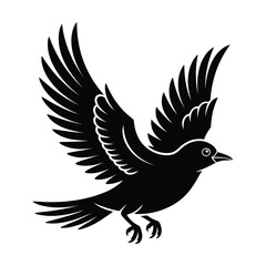 Fototapeta premium Bird with outstretched wings in flight black and white graphic silhouette high quality professional