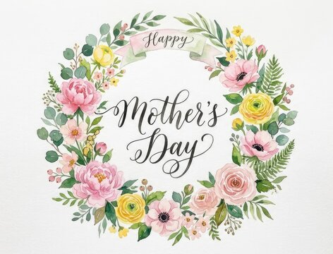 Beautiful mother's day floral wreath celebrate mom with stunning watercolor flowers