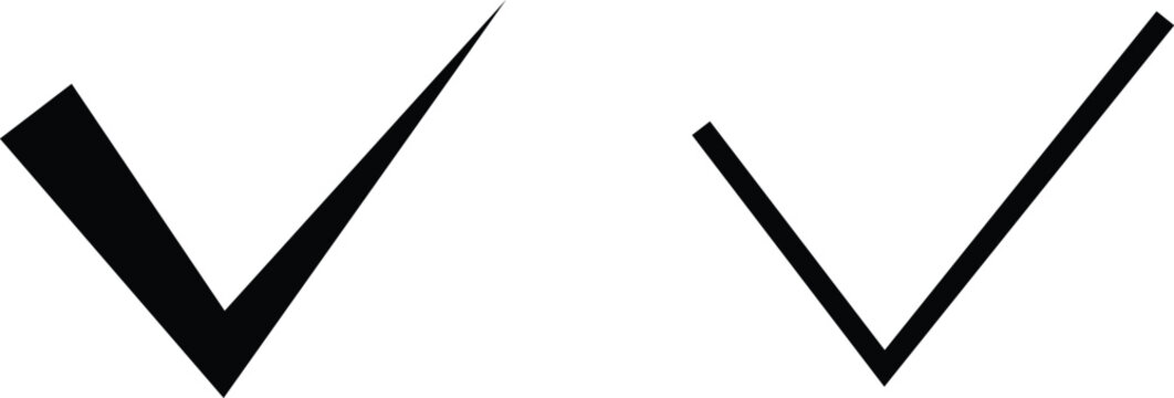 Doodle check tick set collection group, approve accept correct yes icon pack, success verify done sign symbols, flat and line style black vector isolated on transparent background