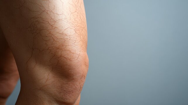 Spider veins and varicose veins on human leg skin for medical diagnosis