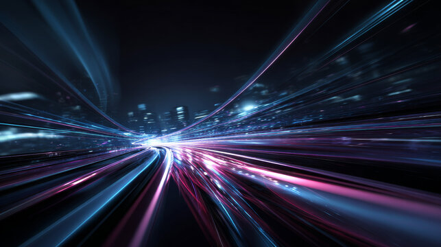 3D Rendering of abstract fast moving lines. High speed motion blur. Concept of leading in business, Hi tech products, business plan, goals and achievement, advanced technology evolution