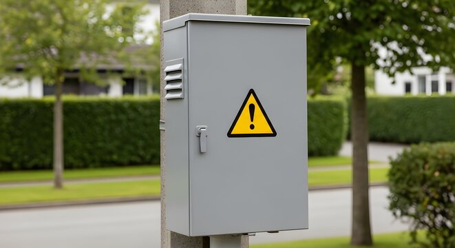 Electrical Utility Box With Warning Sign