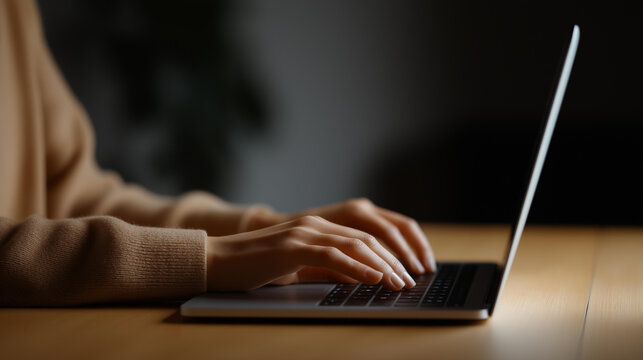 Creative influencer editing a video on a laptop for digital storytelling and content production, video editing lifestyle concept, with copy space