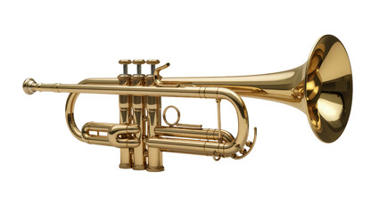 Shiny brass trumpet with three valves, isolated on transparent background © Matteo