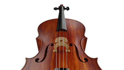 Detailed cello with wooden body and black strings, isolated on transparent background © Daniel