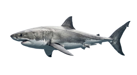Obraz premium Majestic Great White Shark PNG Cutout: Isolate the Predator on a Transparent Background – Perfect for Designs and Illustrations