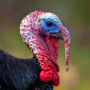 Majestic turkey head with striking red and blue features
