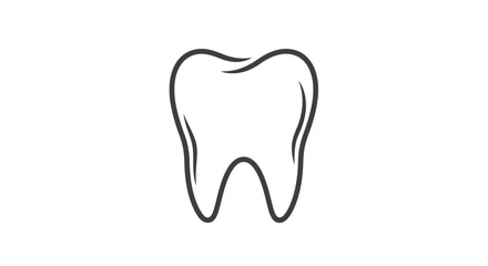 Obraz premium Tooth Outline Icon – Minimal Dental Care Line Vector Illustration