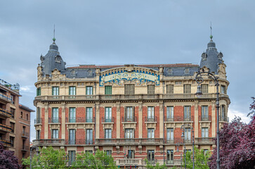 Fototapeta premium Architecture in the historic old town of Pamplona, Spain