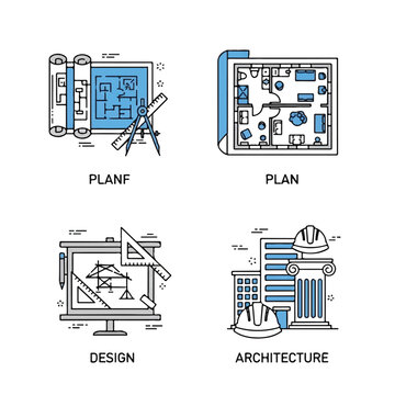 Blueprints and construction design plans.
