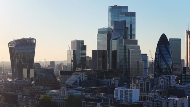 City of London Skyline Aerial View 4K