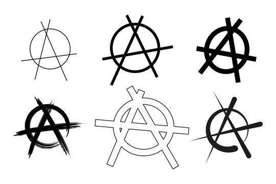 Anarchy symbol set. The letter "A" is a sign of Anarchy. A - logos or icons for design. Vector illustration