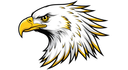 Fototapeta premium Majestic bald eagle head profile with detailed feathers and intense gaze, illustration