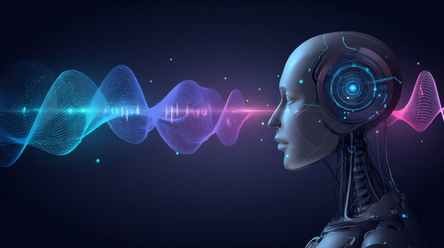 vector illustration of smart voice assistant technology artificial intelligence concept, audio wave background.