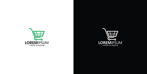 shopping cart tree logo design, vector concept icon © micky_adb