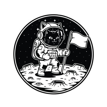 Black Cat Wearing Space Suit.