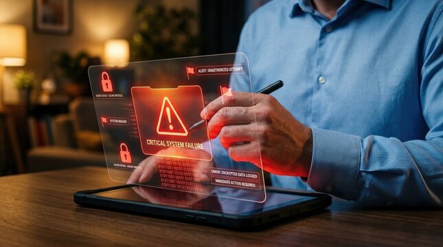 Critical System Failure Alert: Cybersecurity Threat Response Visualization for Data Protection
