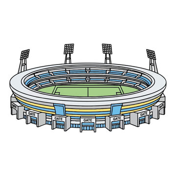 Large Stadium with Green Football Field.