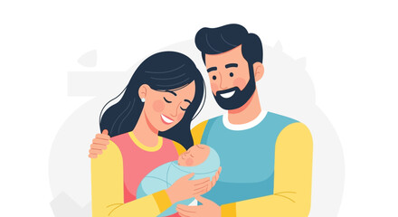 Fototapeta premium Happy parents holding newborn baby.