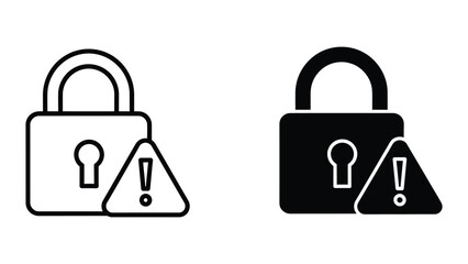 Locked padlock with warning triangle and key icon © MSTMURSHIDA