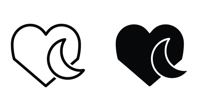 Two interlocking hearts icon in black and white outline style