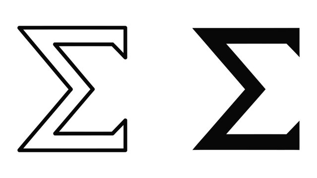 Black and white sigma symbol with outline and filled versions