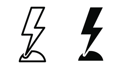 Lightning bolt icon striking a flat base shape © MSTMURSHIDA