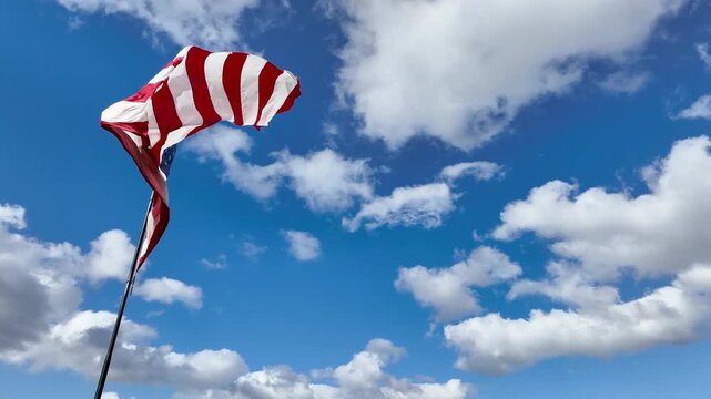 American Flag Waving in Wind with Cinematic Push In Camera Movement