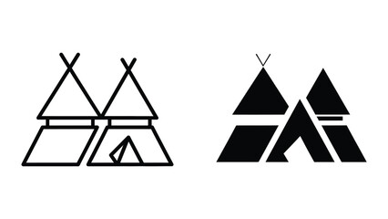 Minimalist teepee and wigwam vector icons set with tents © MSTMURSHIDA