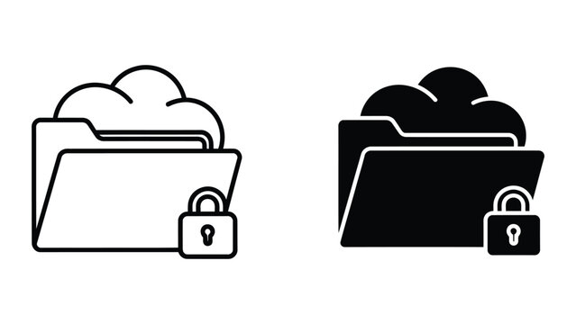 Secure cloud storage folder icons with locked padlocks