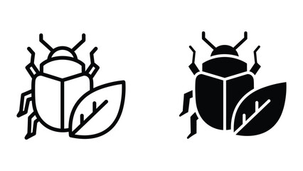 Ladybug beetle vector icon pair standing on leaves © MSTMURSHIDA