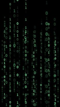 Green Binary code Background. Digital and Secure Data Concept. Vertical animation
