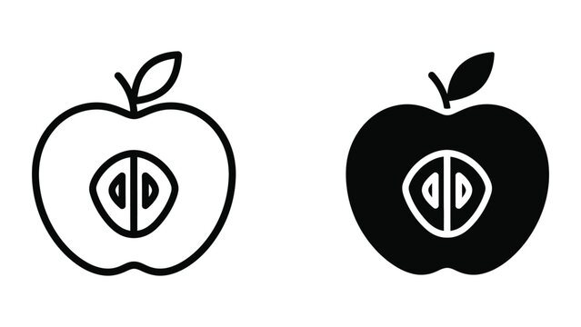 Minimalist apple logo with bite mark in two styles