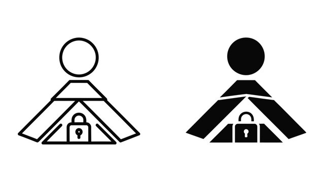 Person icon with unlocked padlocks in contrasting styles