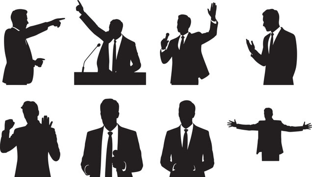 man leader giving speech bundle set