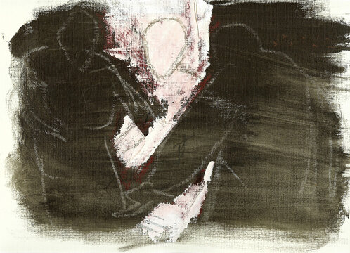 Dessin d'un homme souffrant de d&eacute;pression et d'anxi&eacute;t&eacute;. Maladie mentale. Agoraphobie. Parent en instance de divorce, garde partag&eacute;e d'un enfant.