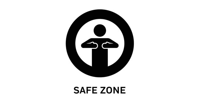 Safe zone symbol with human figure icon.