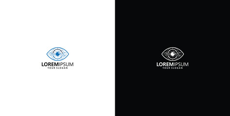 cyber eye logo design vector template © micky_adb