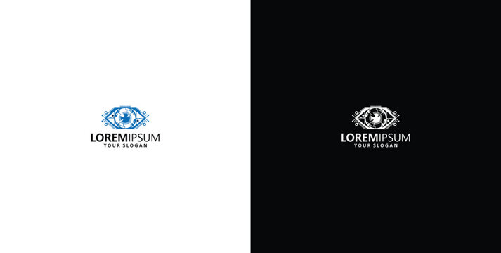 cyber eye logo design vector template